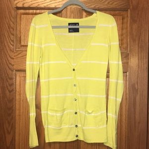 American Eagle yellow striped cardigan